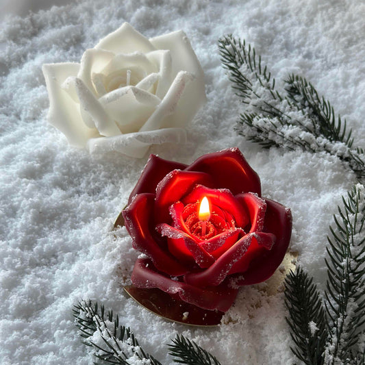 NEW Snow Rose Flower Candle