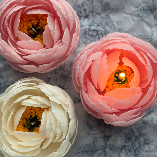 NEW Peony Bloom Flower Candle