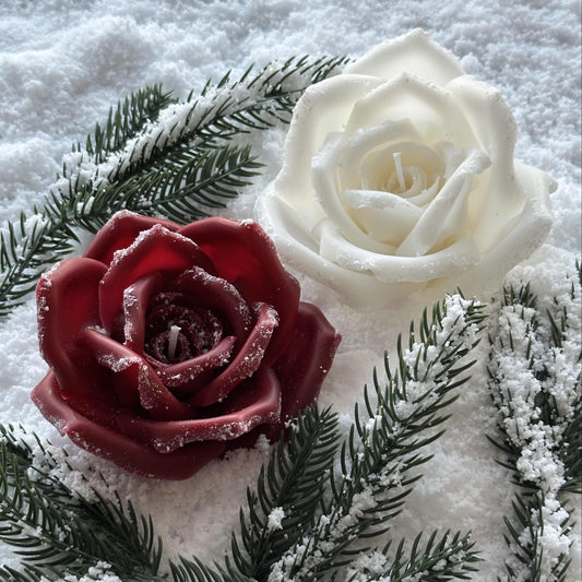 NEW Snow Rose Flower Candle