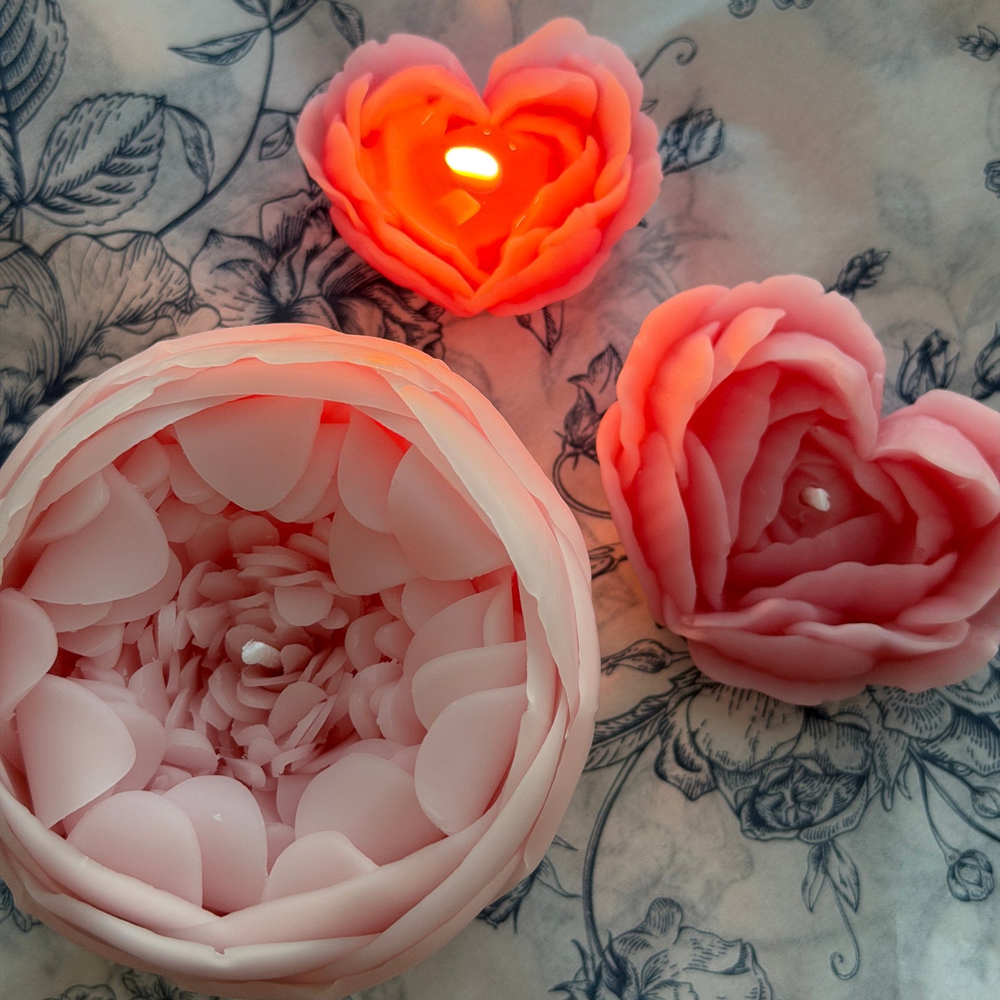 Valentines Gift Peony Bud Flower Candle Bundle