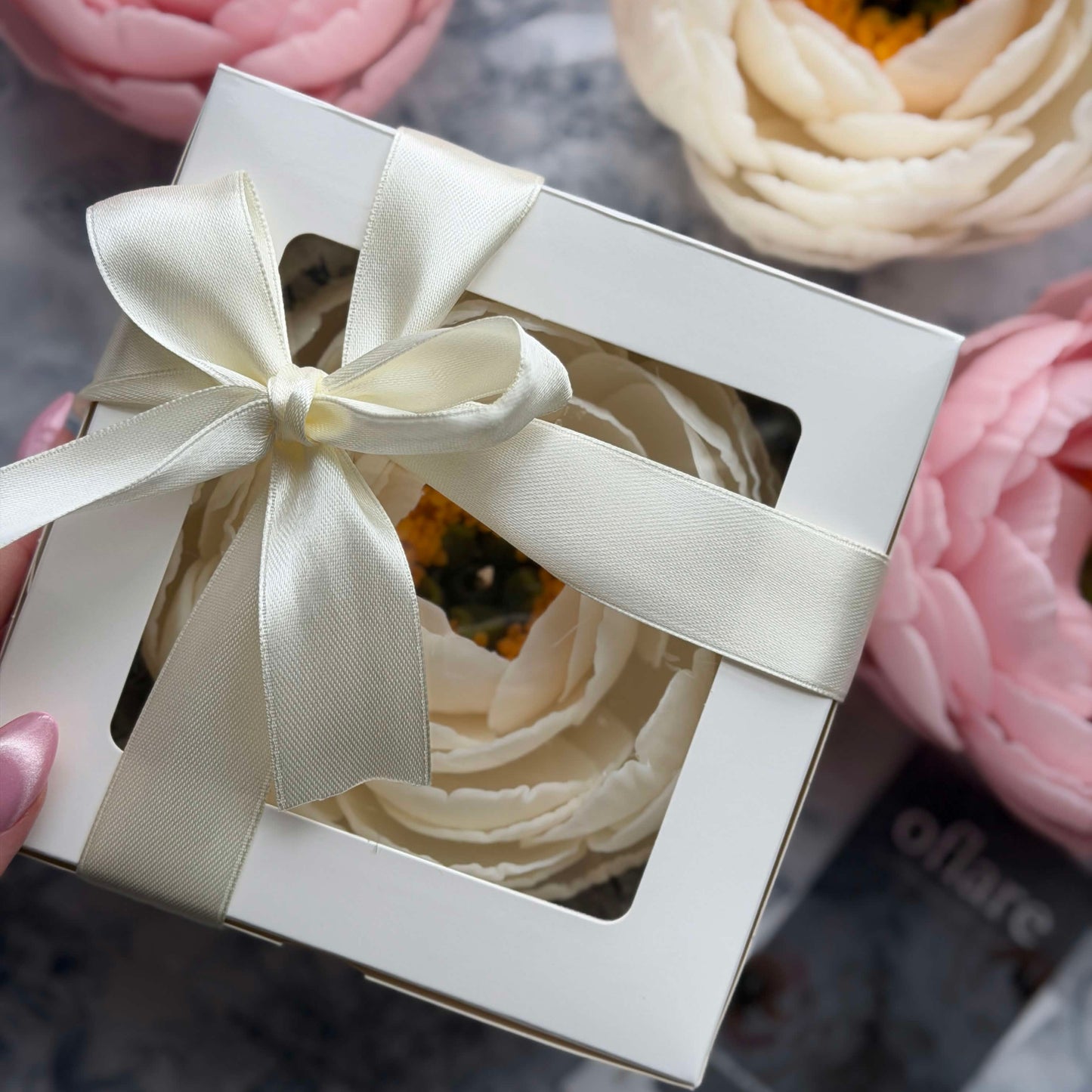 NEW Peony Bloom Flower Candle